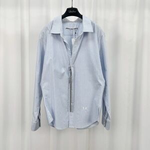 🚩steal authentic Alexander Wang Light Blue Striped Button Down Shirt